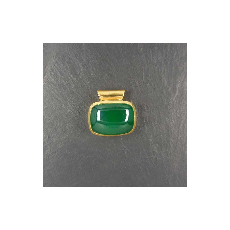 Grüner Achat Anhänger Eckig Vergoldet